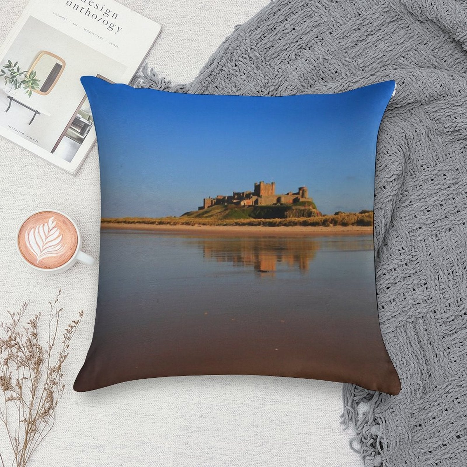 Bamburgh Castle Soft Skin-Friendly Throw Pillow