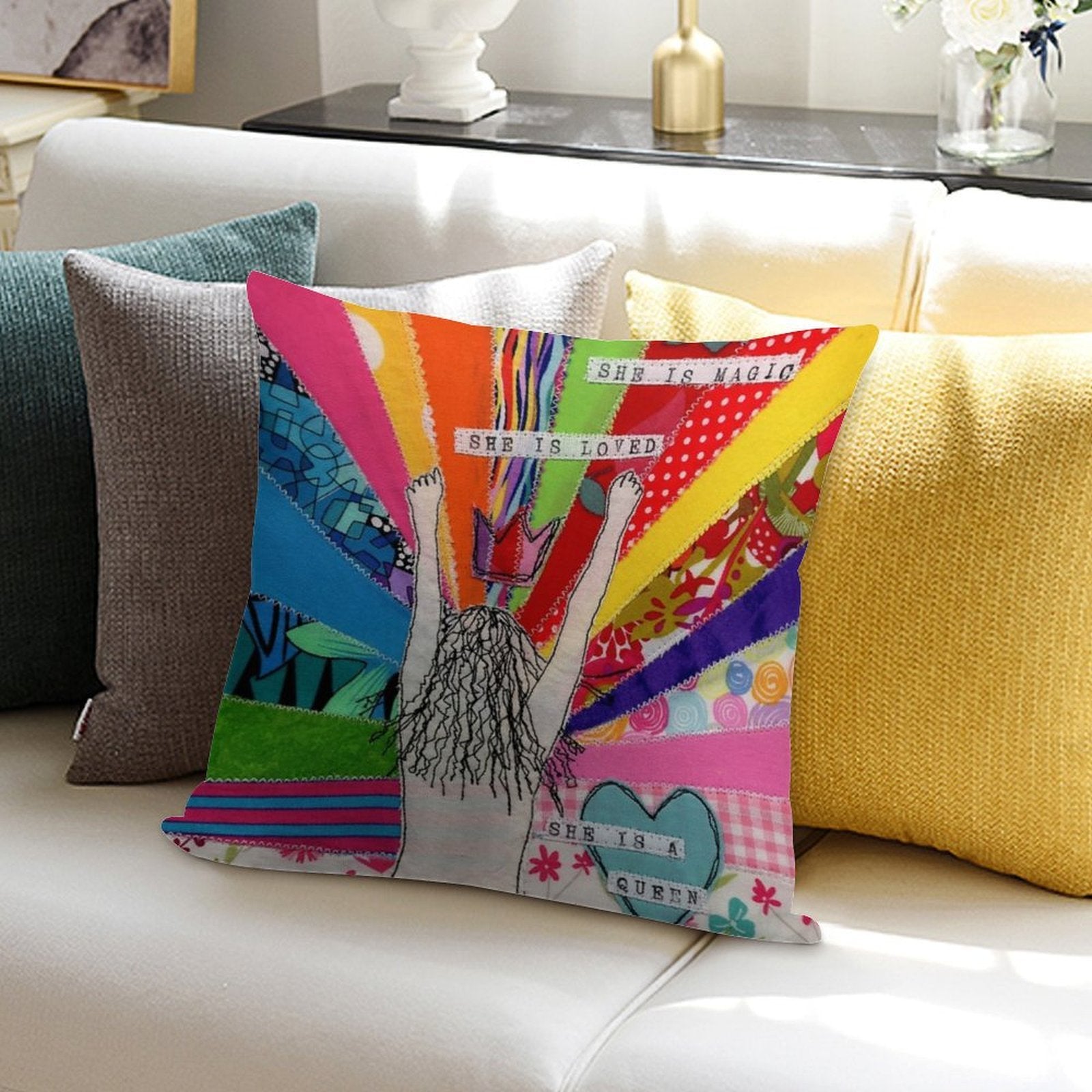 She Is A Queen Soft Washable Throw Pillow