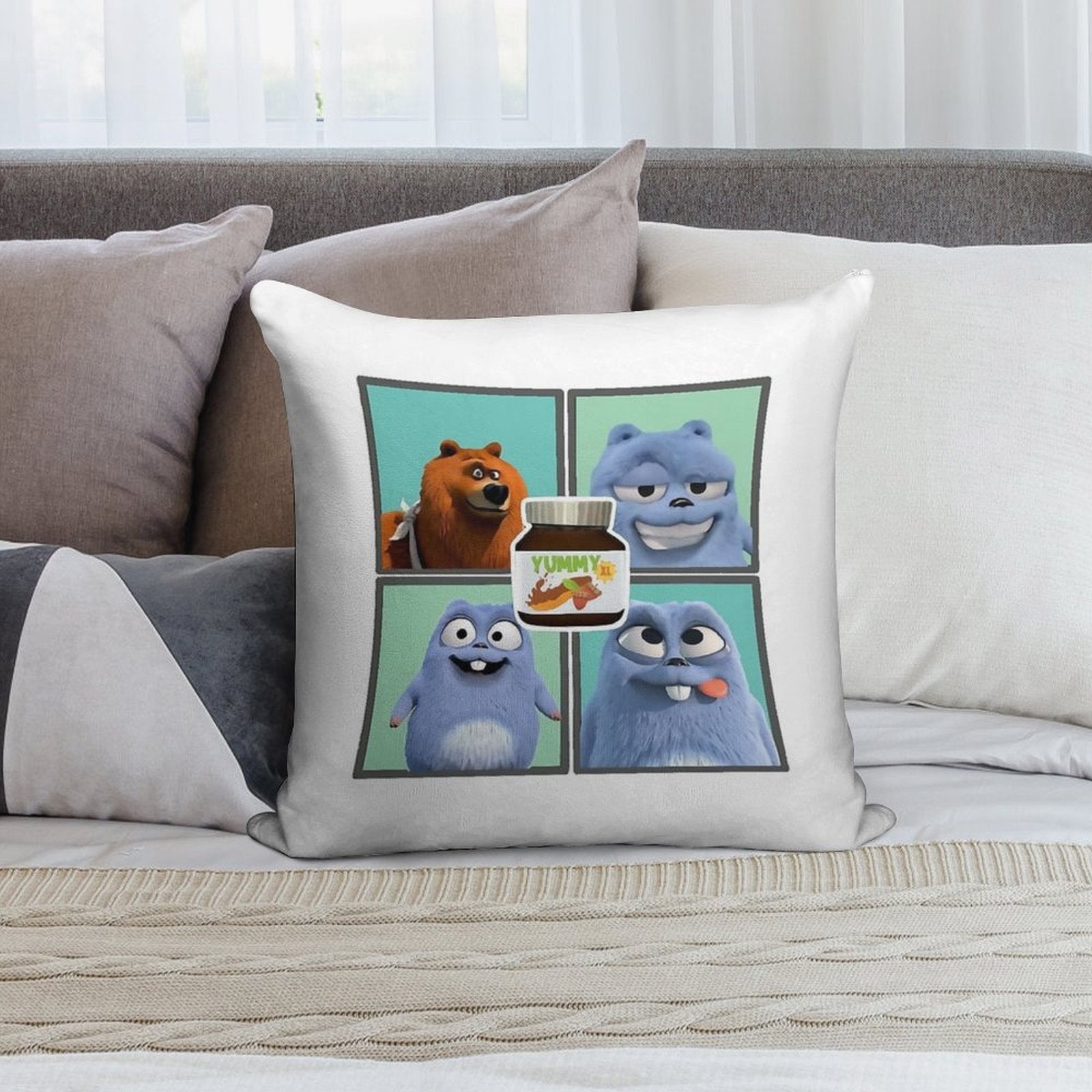 Grizzly And Lemmings Soft Durable Construction Throw Pillow