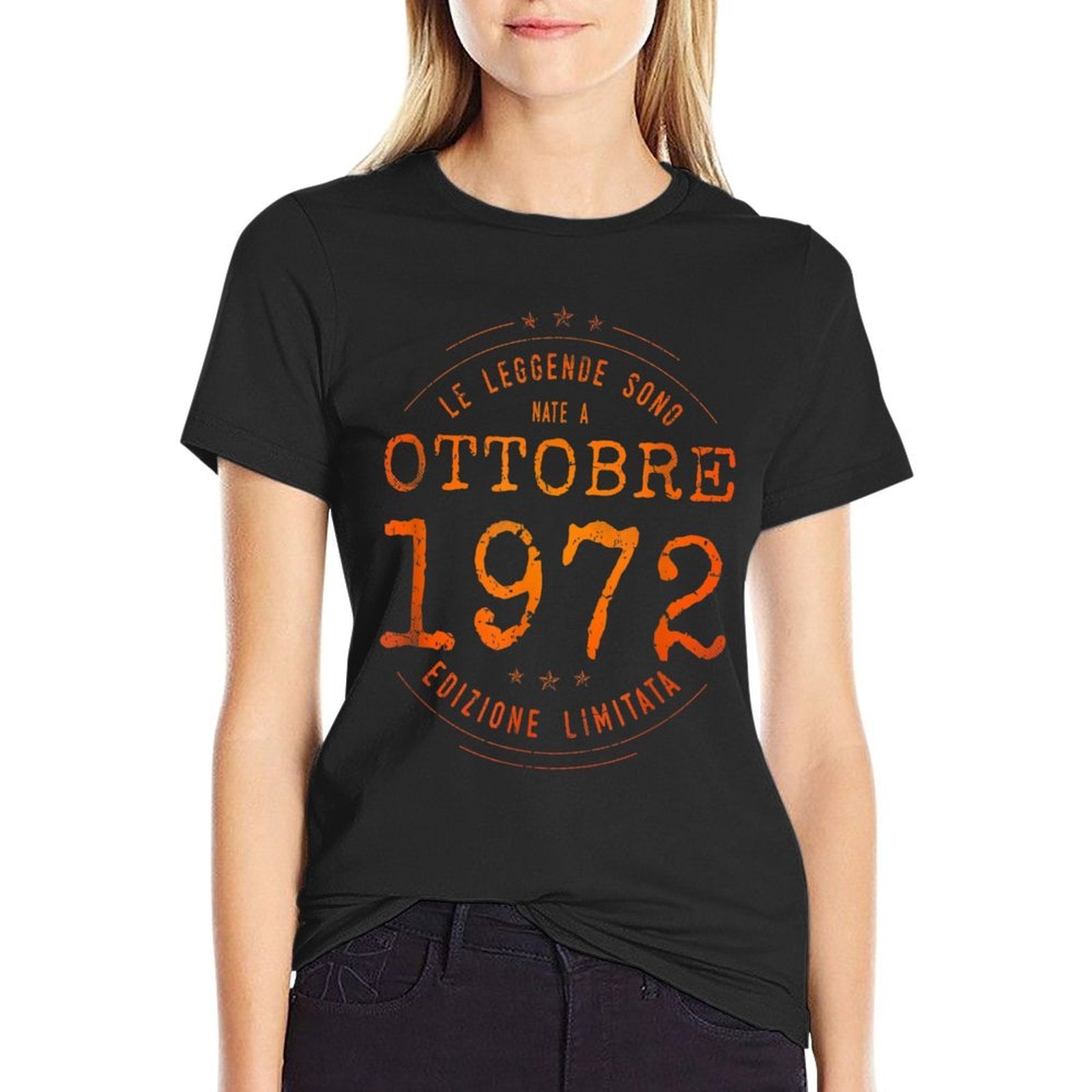 Legends Born In October 1972 50th Birthday 50 Years Old  High-quality Stitching T-Shirt