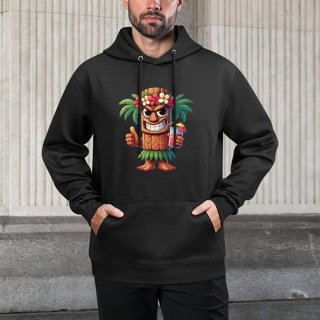 Mens Tiki Man Hawaiian Summer Tropical Luau Party Kids Machine Washable Hoodie