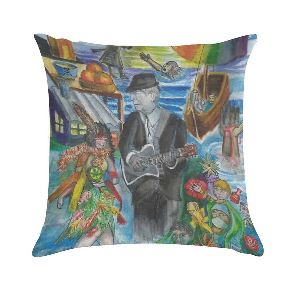 Leonard Cohen's 'Suzanne' Soft Short Plush Fabric Throw Pillow
