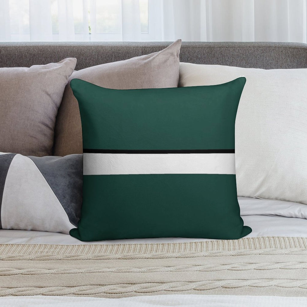 Hunter Green White And Black Banded Soft Style Accent Throw Pillow