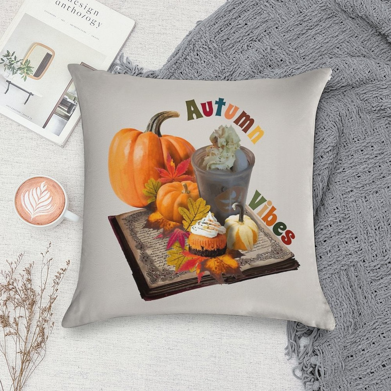 Autumn Vibes by H LaBs Creations © Soft Shrink-Resistant Throw Pillow