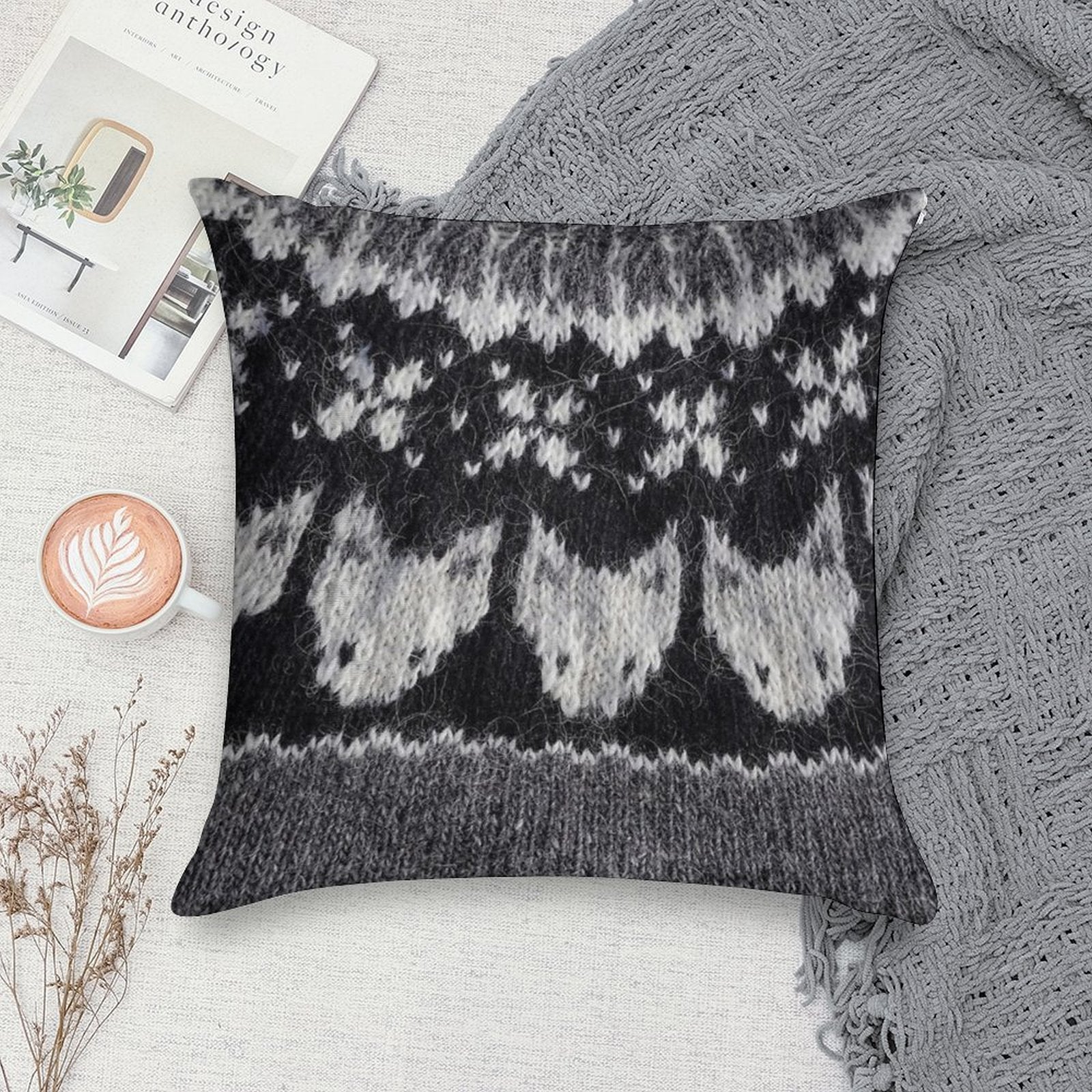 Icelandic Sweater Pattern - Refur Soft Easy Maintenance Throw Pillow