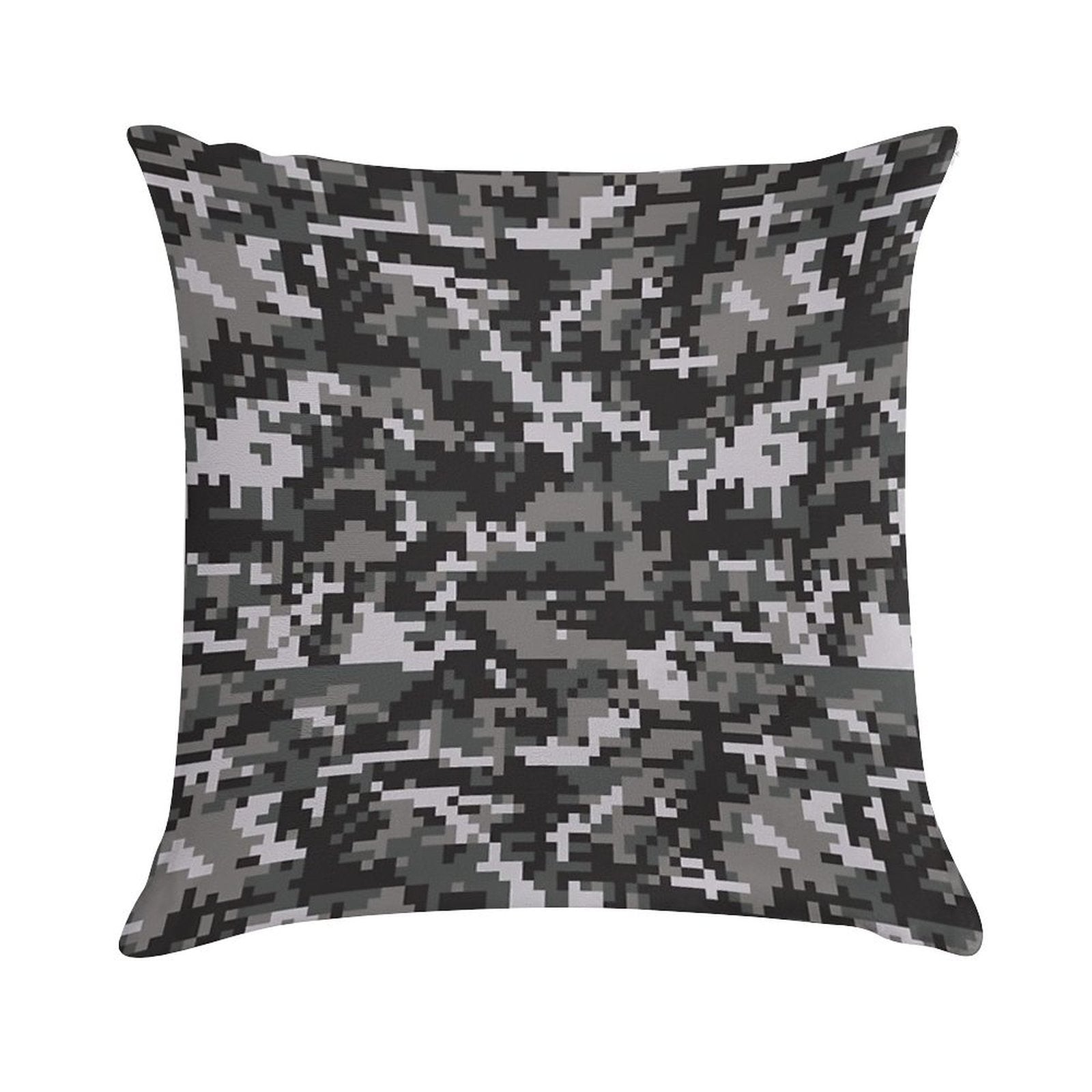 Black And Gray Digital Military Camouflage Soft Easy Maintenance Throw Pillow
