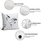 Crane in Water Looking Up  Minimalist Line Drawing  Cranes Zen Art Soft Decorative Cover Throw Pillow