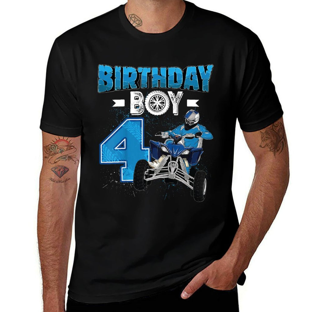 Kids 4 Year Old Quad ATV Four Wheeler 4th Birthday Boy  Summer-ready Fabric T-Shirt