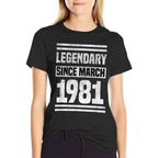 40thbirthdaygifts Legendary Since March 1981 40th Birthday  Graphic-printed T-Shirt