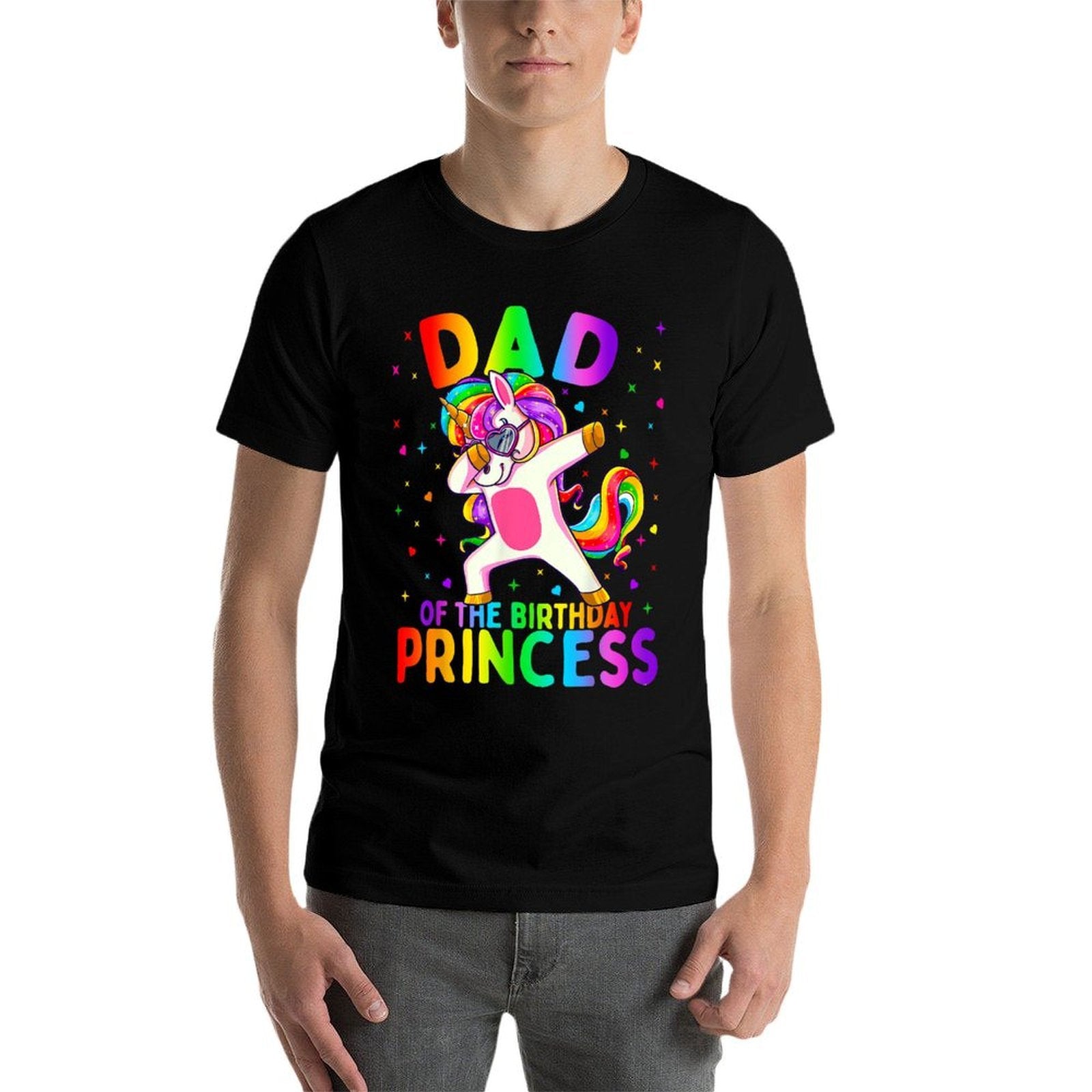 Dad of The Birthday Princess Girl Dabbing Unicorn Father  Relaxed-fit T-Shirt