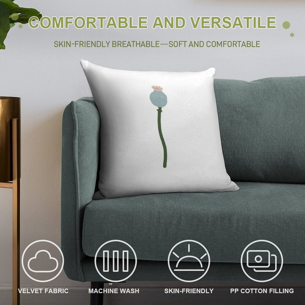 Poppy Capsule Drawing Soft Durable Construction Throw Pillow