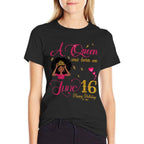 A Queen Was Born On June 16 Happy Birthday To Me  Cotton T-Shirt