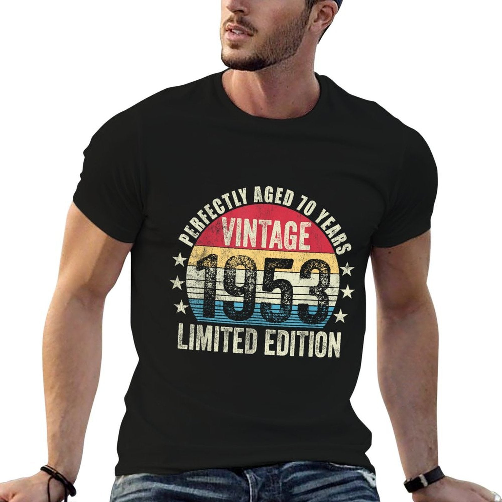 Vintage 1953 70th Birthday Perfectly Aged 70th Birthday  Oversized Silhouette T-Shirt