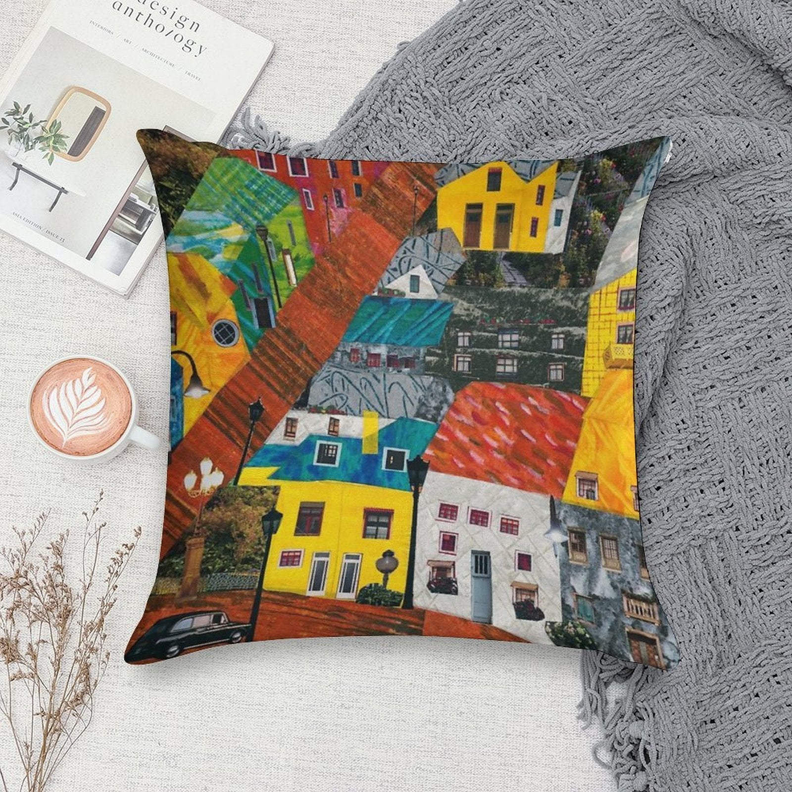 Reykjavik Rooftops Soft Reinforced Edging Throw Pillow