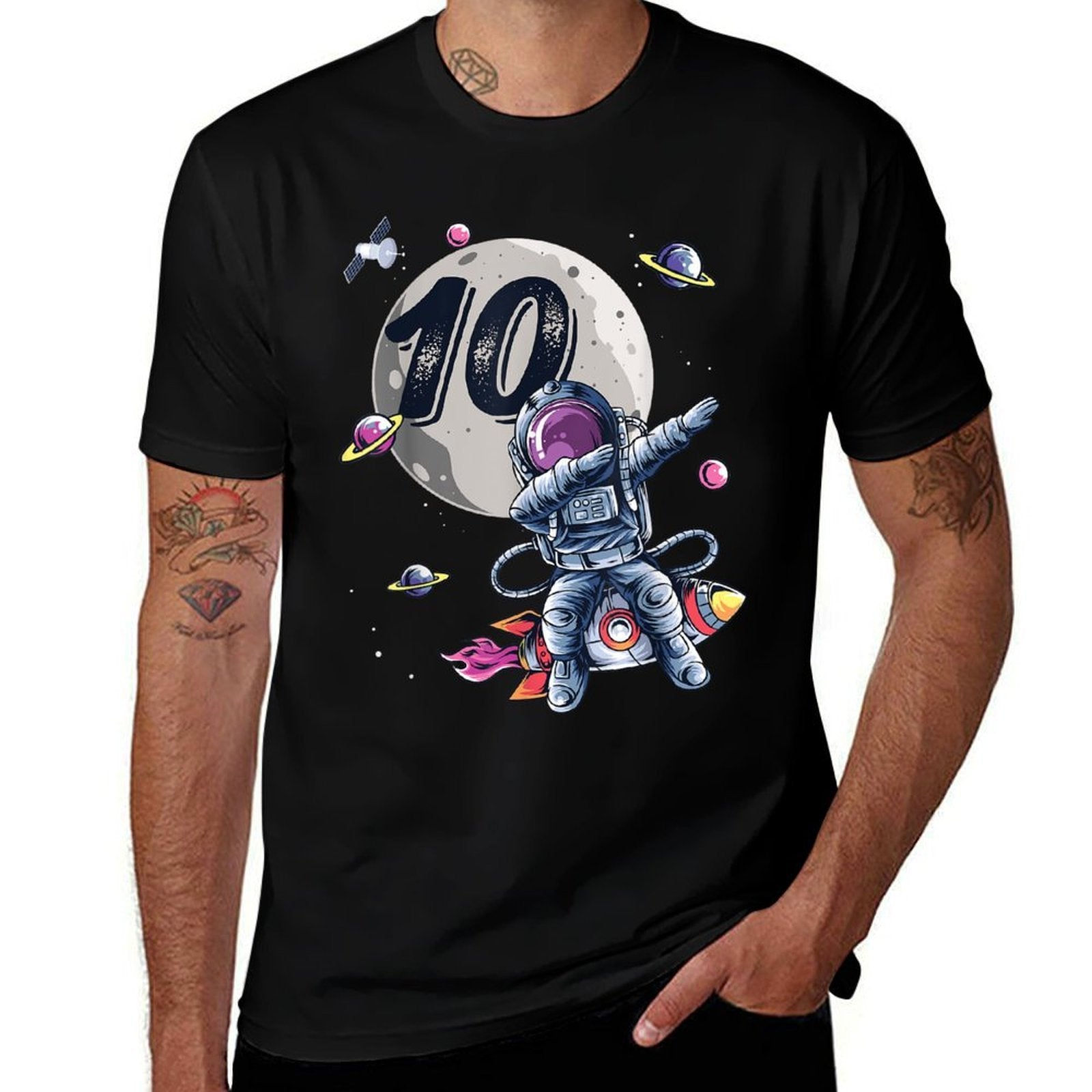 10 Years Old Birthday Boy Astronaut Gifts Space 10th B-Day  Tagless Design T-Shirt