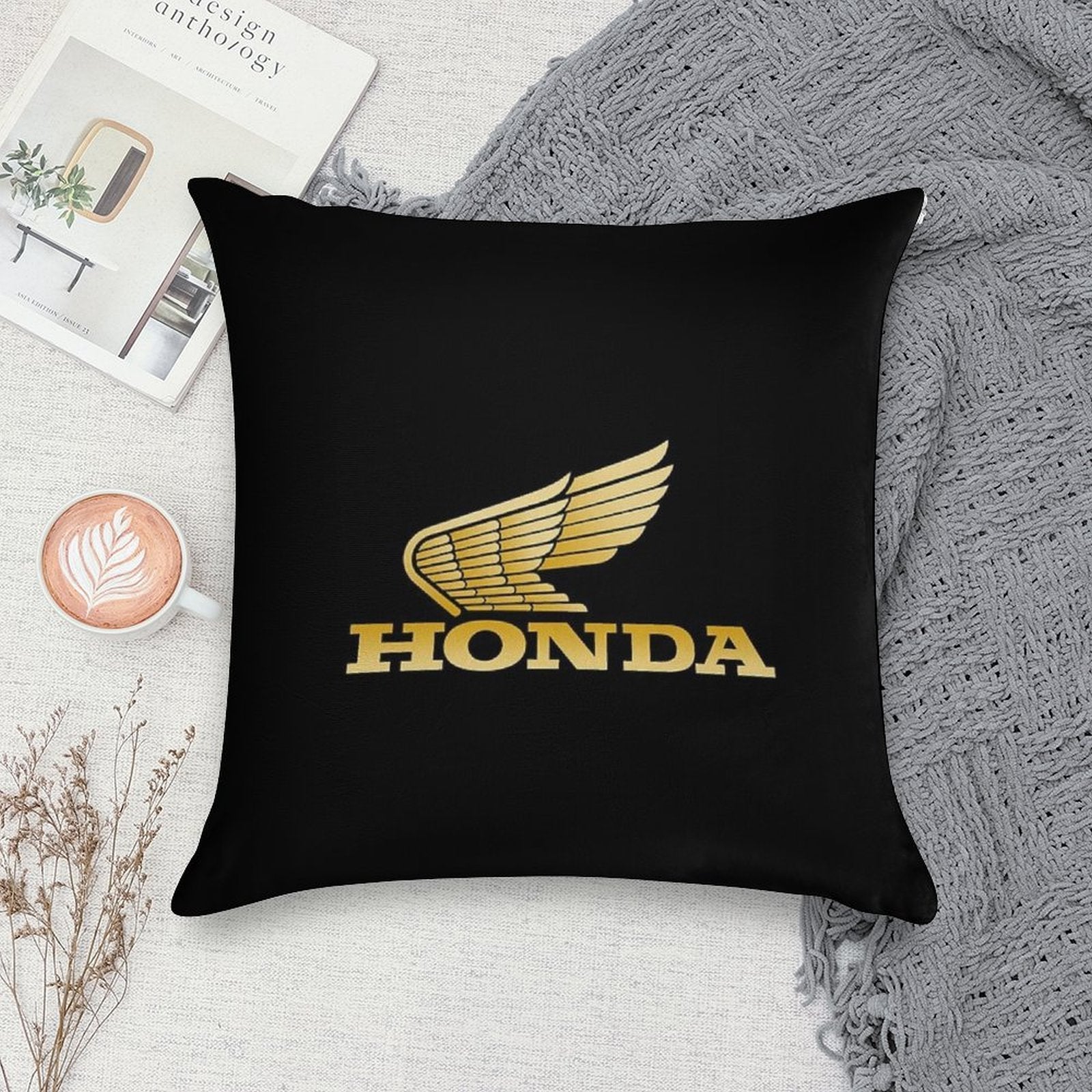 Winged Honda Retro Soft Durable Construction Throw Pillow
