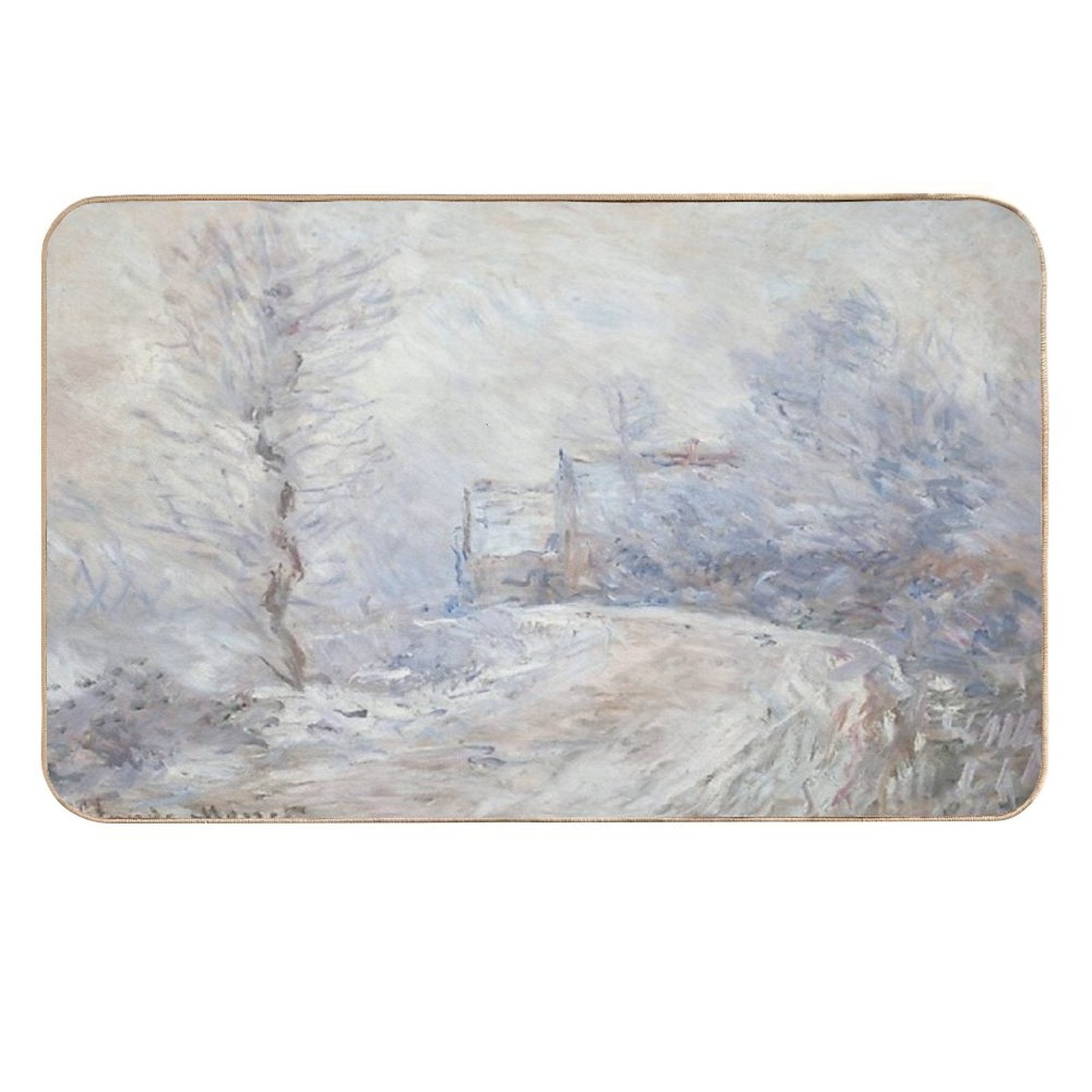 70.The Entrance to Giverny Under The Snow, by Oscar-Claude Monet  Pet-Safe Bath Mat
