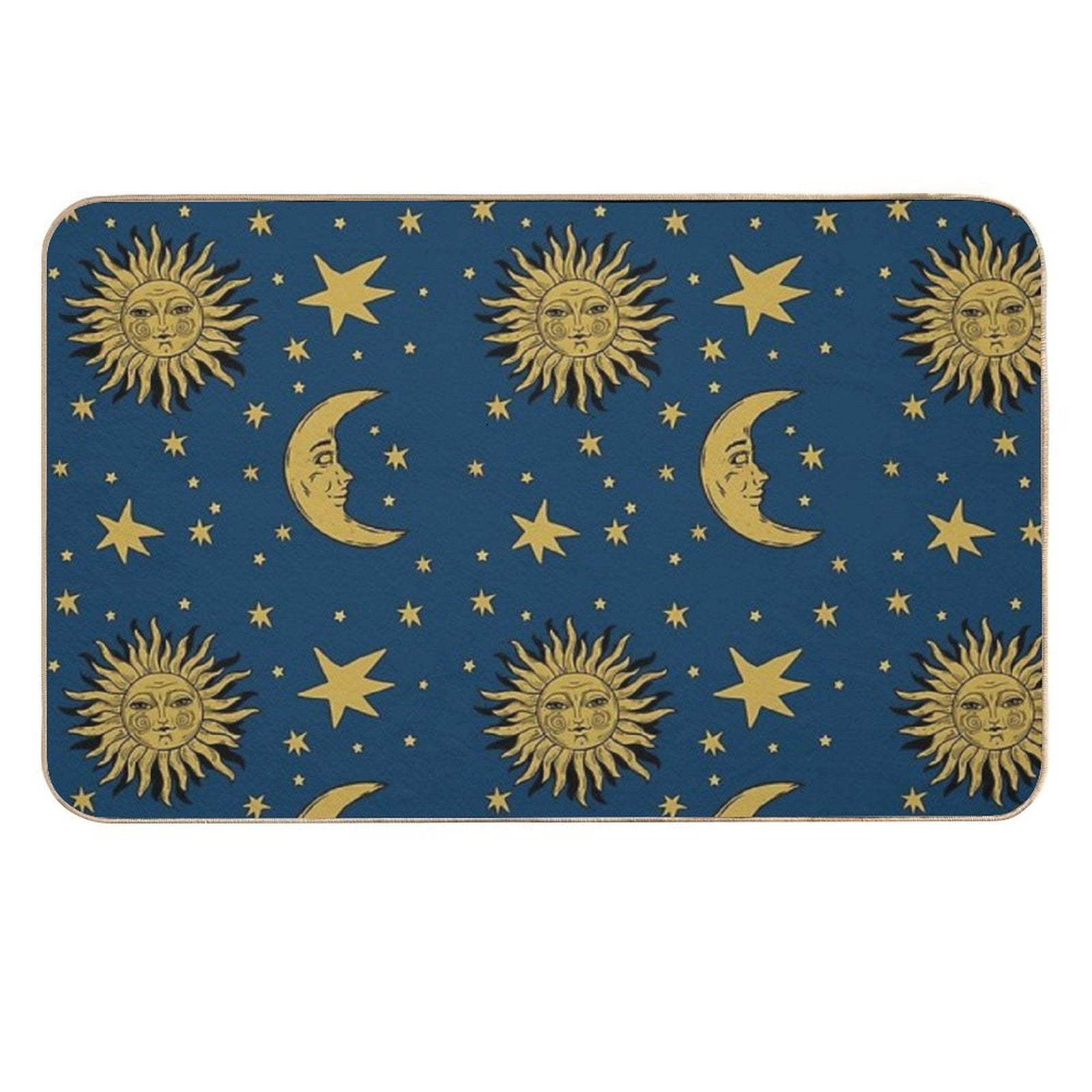 90s Whimsi-goth Celestial Sun And Moon Pattern  Multi-Purpose Bath Mat