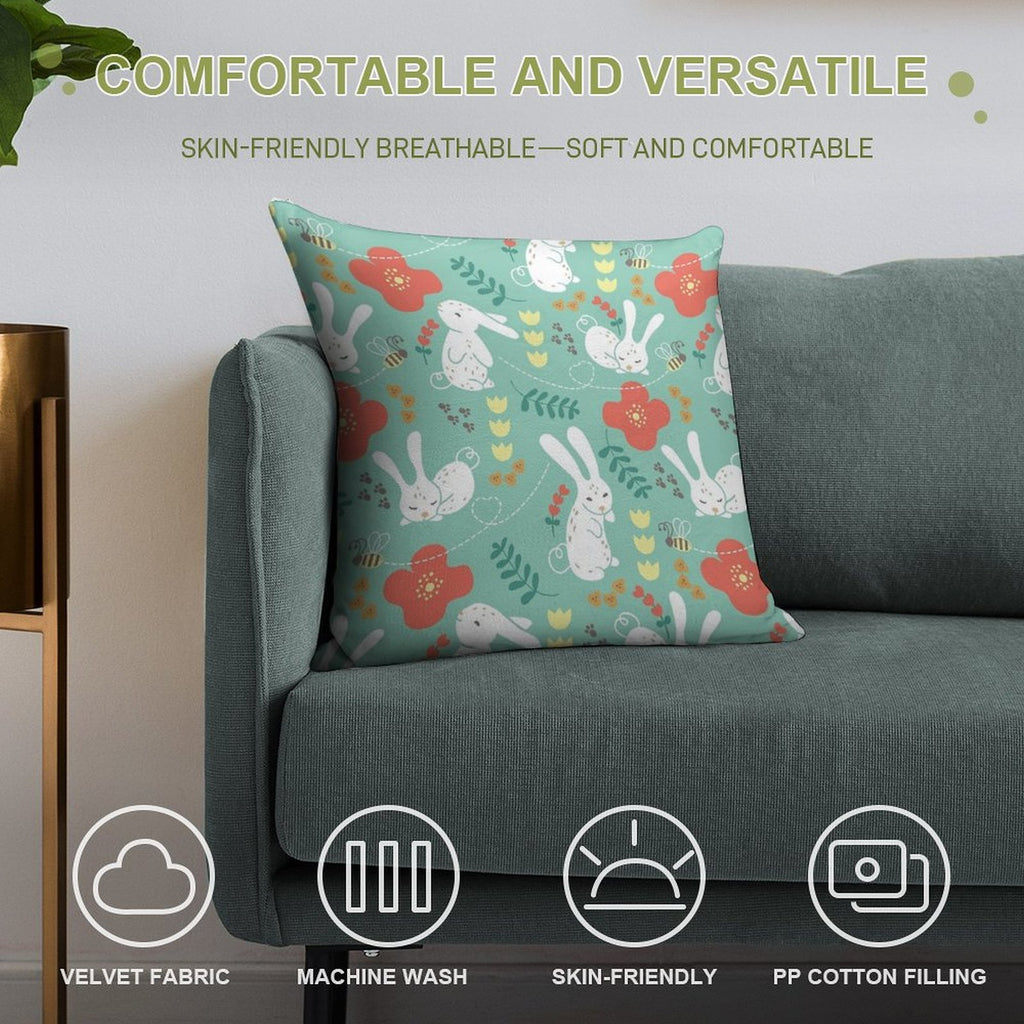 Rabbit Season Soft Shrink-Resistant Throw Pillow