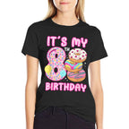 8th Donut Themed Birthday Eight Year Old Girl Donuts  Relaxed-fit T-Shirt
