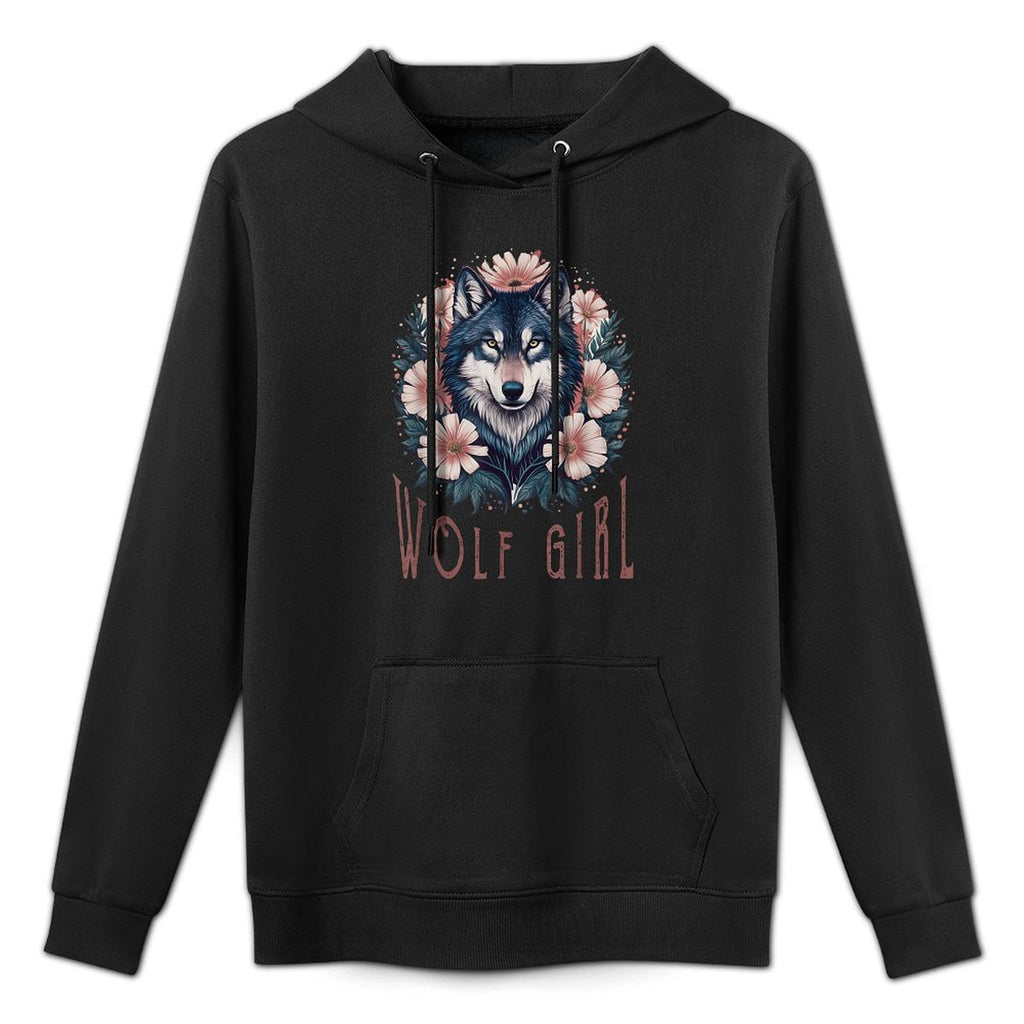 Wolf Girl Who Loves Wolves Women Youth Kids Floral Wolf Customizable Surface Hoodie
