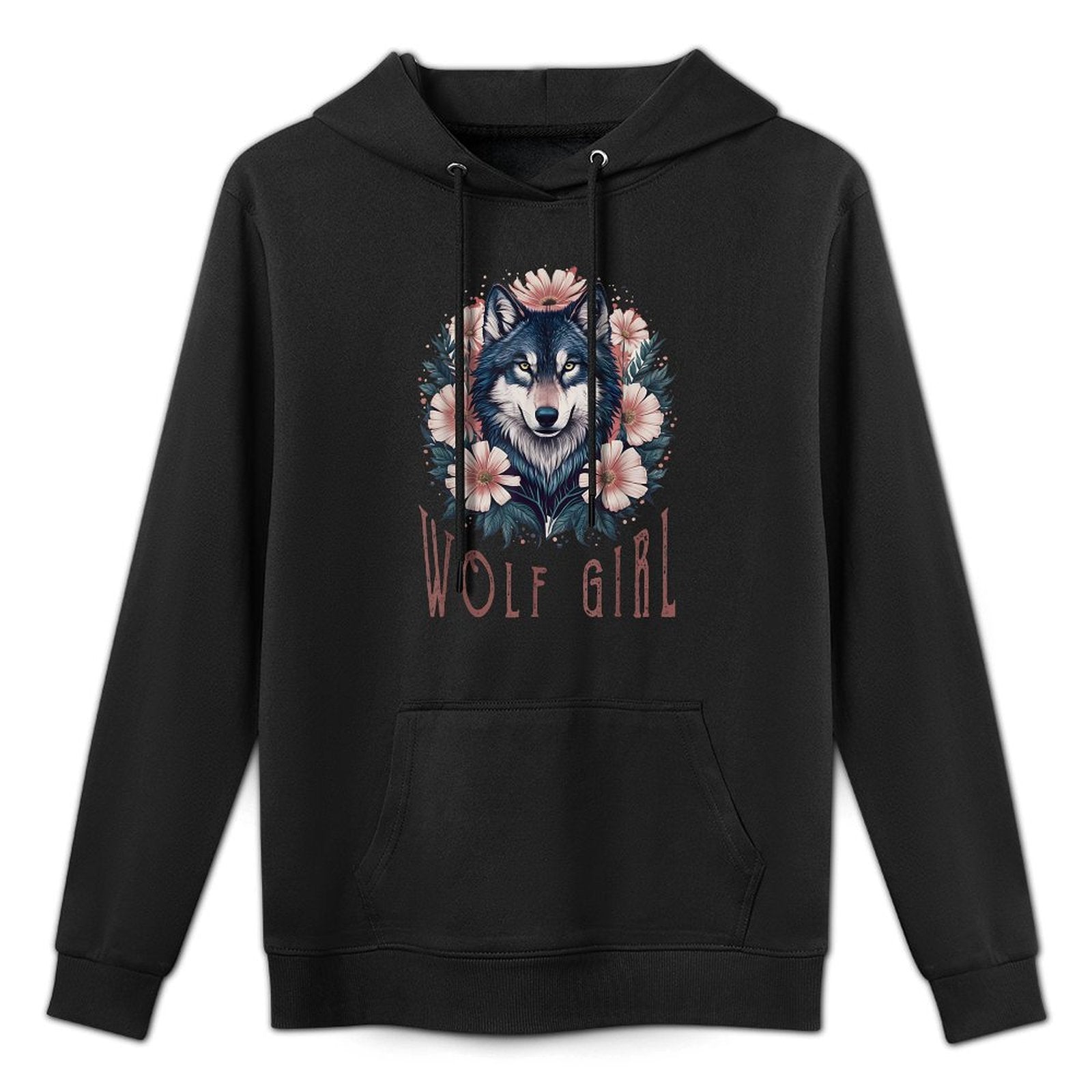 Wolf Girl Who Loves Wolves Women Youth Kids Floral Wolf Customizable Surface Hoodie