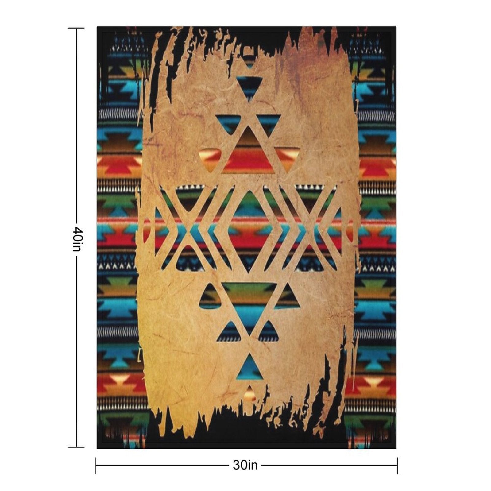 Navajo Pattern - Aztec Brushstroke Design Plush Throw Blanket