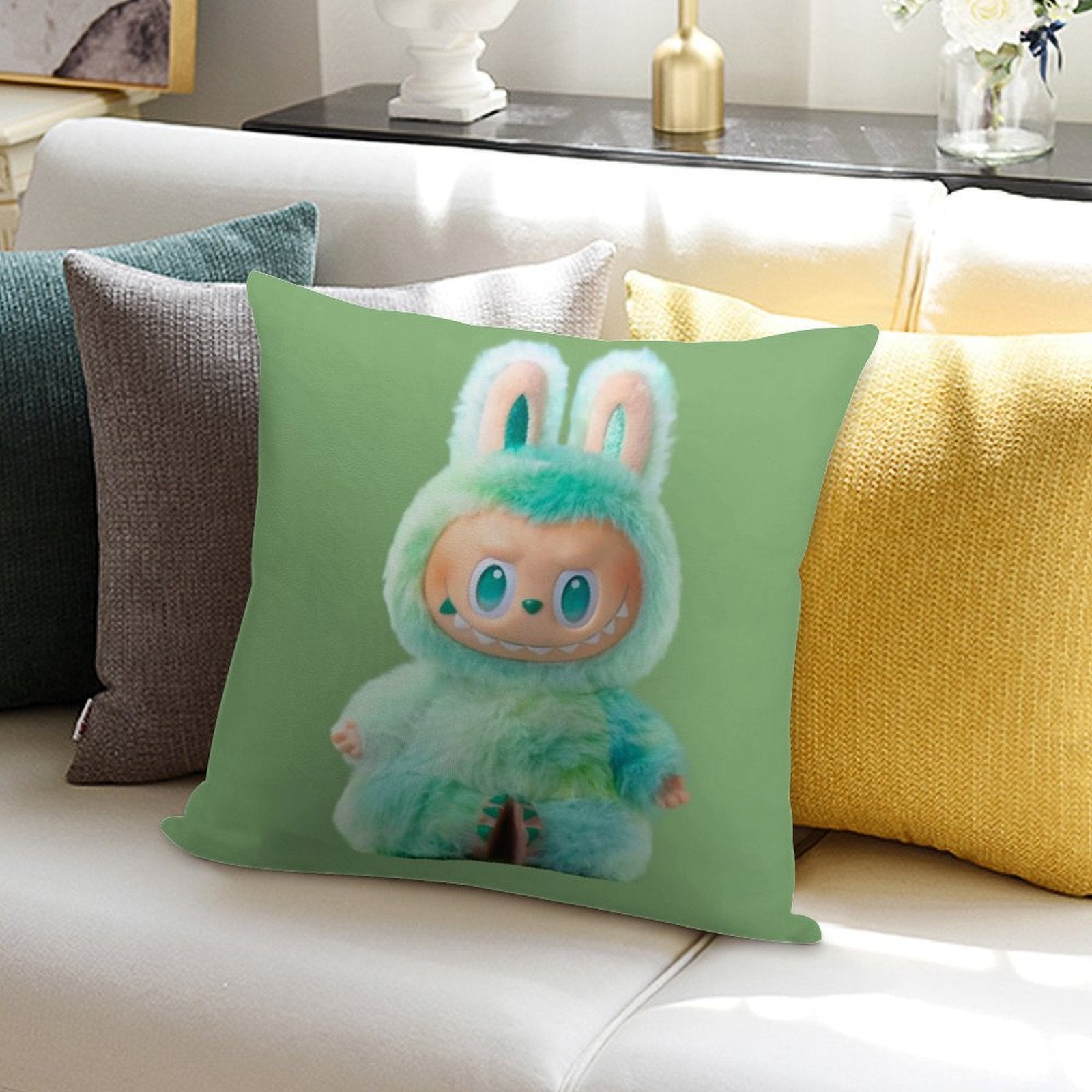 Cute Labubu Soft Decorative Cover Throw Pillow