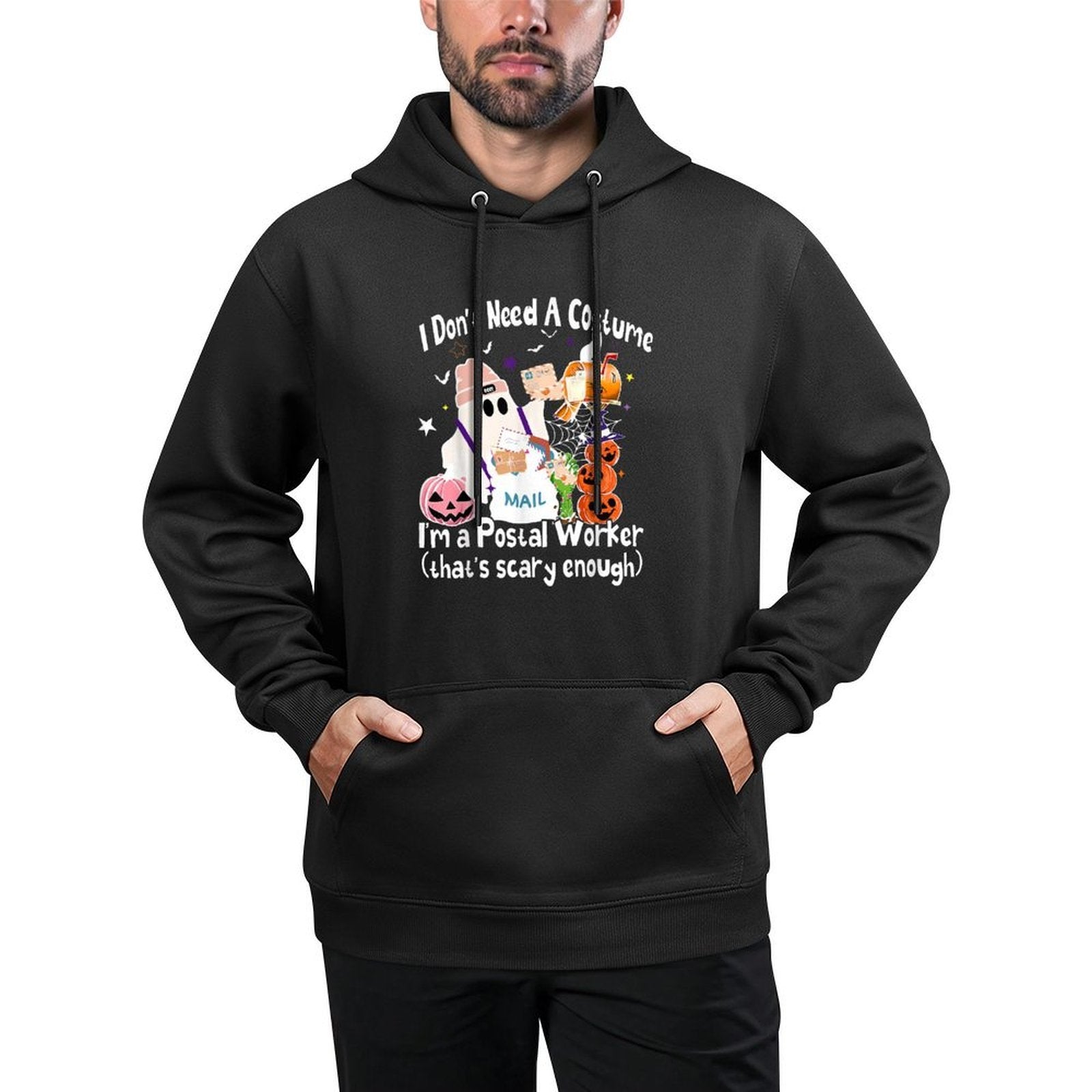 I Dont Need A Costume Im A Postal Worker Ghost Halloween Machine Washable Hoodie