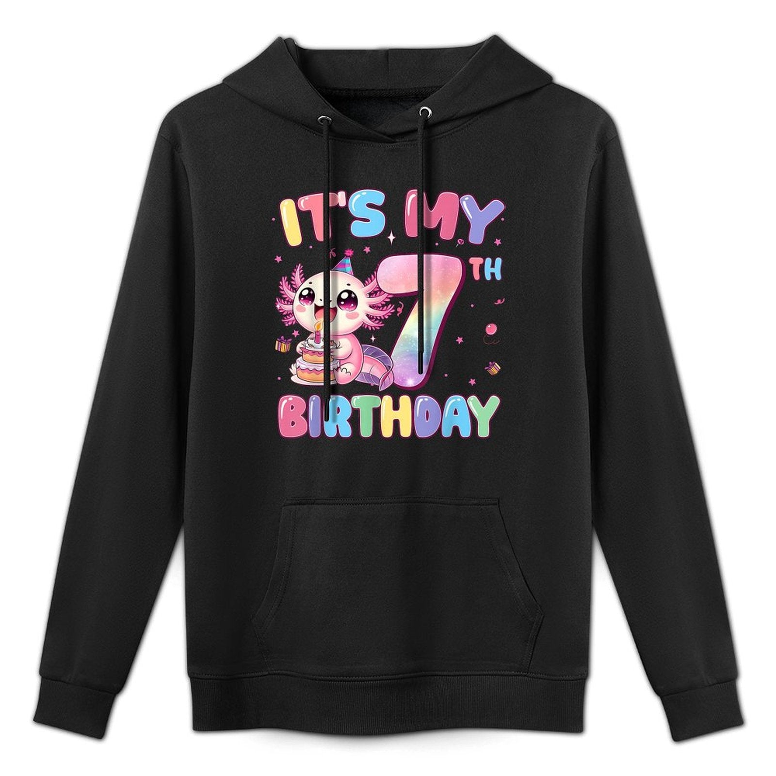 Its My 7th Birthday Girl Cute Axolotl 7 Year Old Bday Kids Durable Construction Hoodie