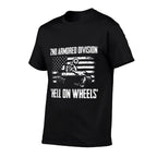 US Army Armor Branch 2nd Armored Division Hell On Wheels - Men's Black Classic Fit Crew Neck - Small  Ribbed Collar T-Shirt
