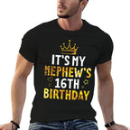 Star Heart Happy 16 Years Old It's My Nephew's 16th Birthday  Rolled Sleeves T-Shirt