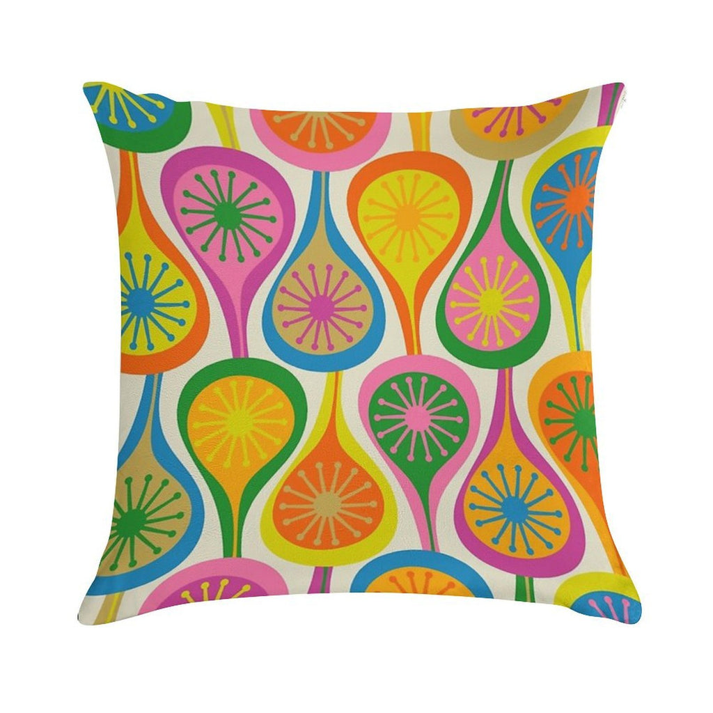 Colorful And Bright Mid Century Modern Atomic Drops Retro Pattern Soft Gift Ready Throw Pillow