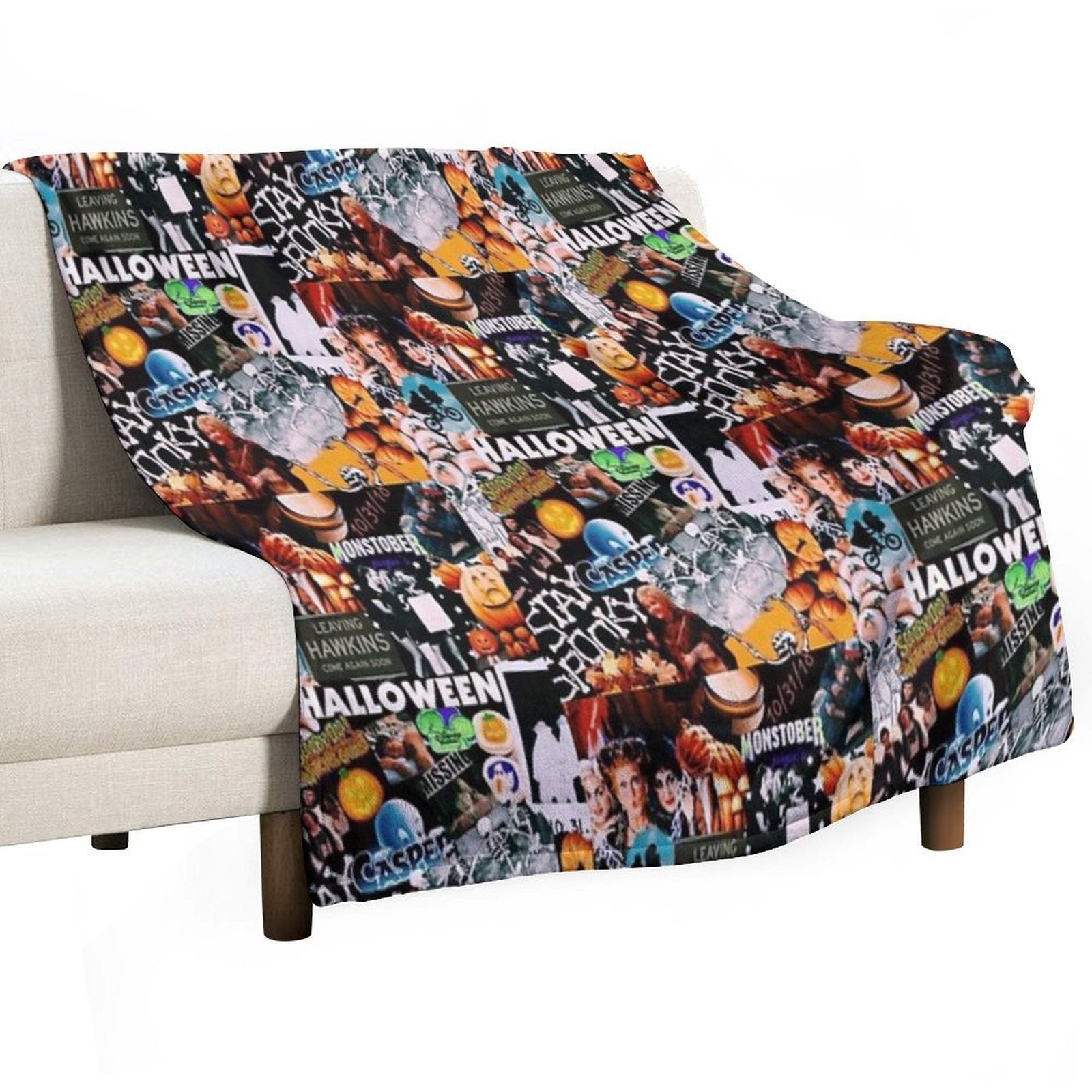 Halloween Collage Durable Throw Blanket