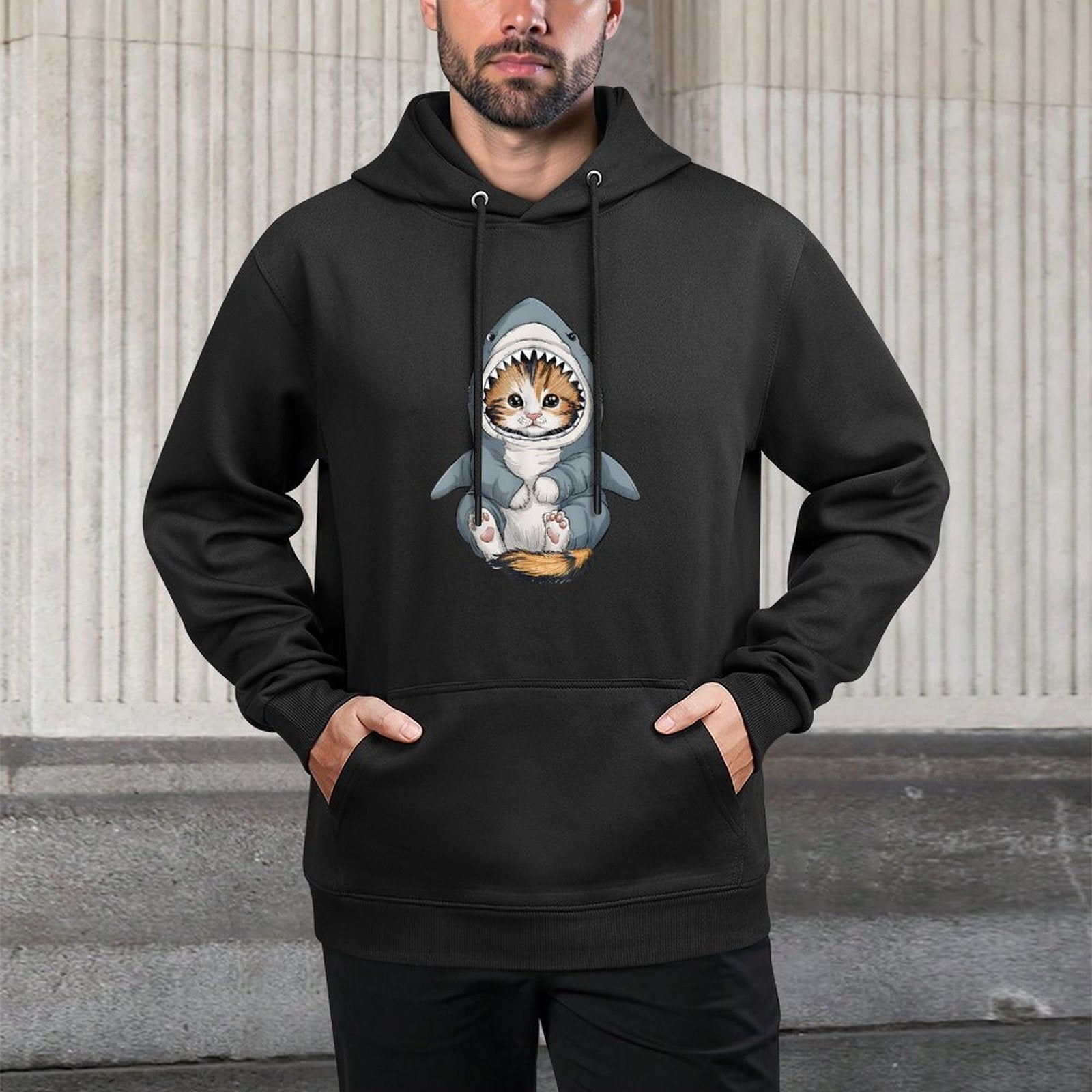 Cute Kitten in A Shark Costume Kitty My Cat Is A Shark Cotton-Polyester Blend Hoodie