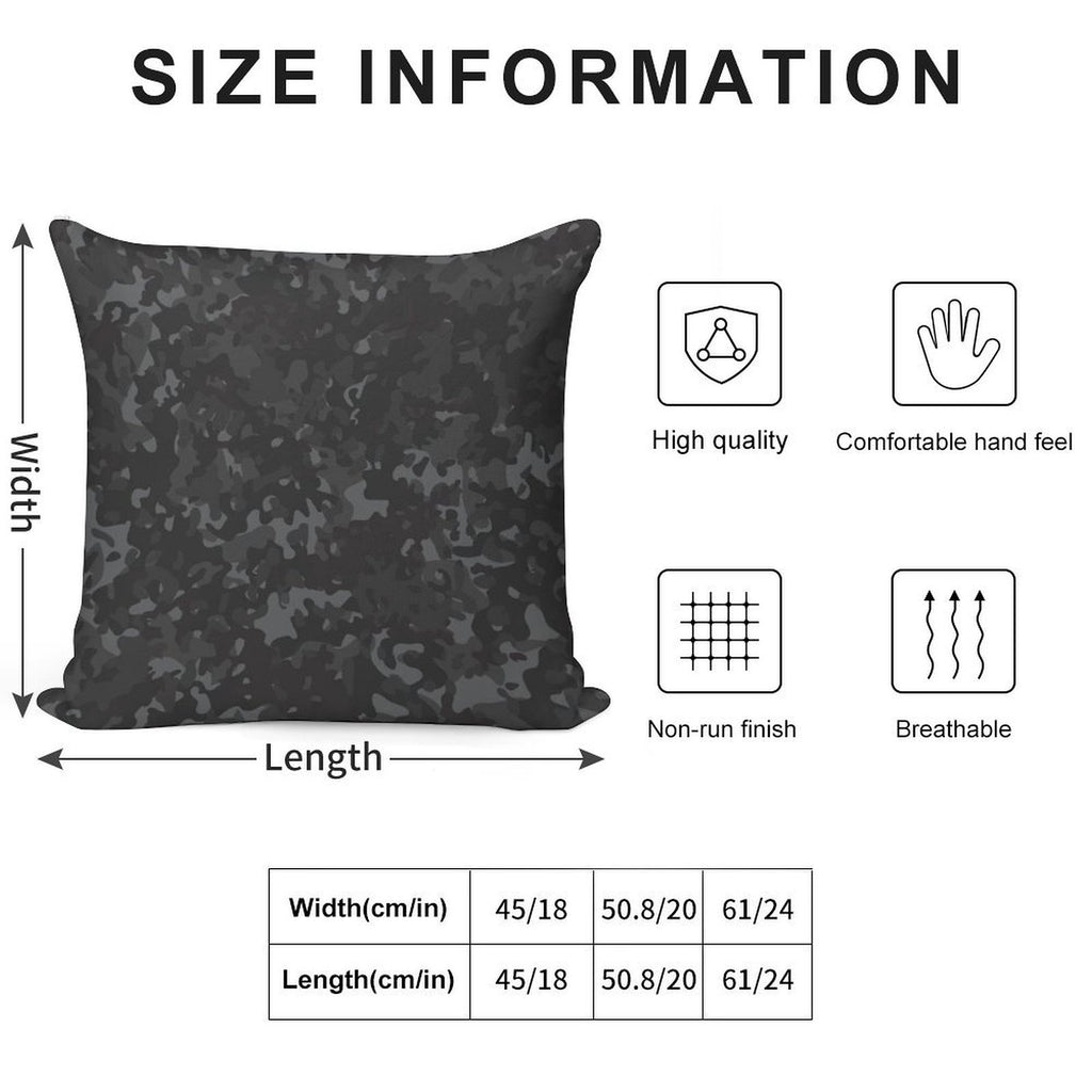 Charcoal Camouflage Black Grey Night Camo Soft Warmth Comfort Throw Pillow