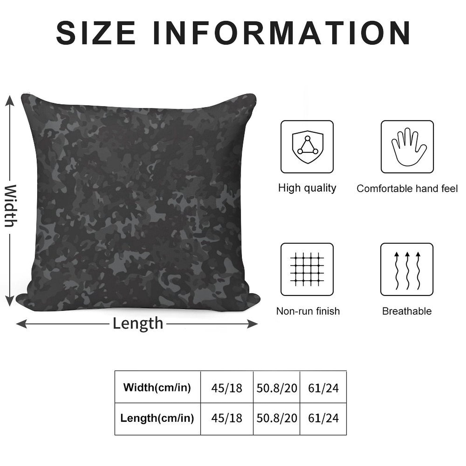 Charcoal Camouflage Black Grey Night Camo Soft Warmth Comfort Throw Pillow