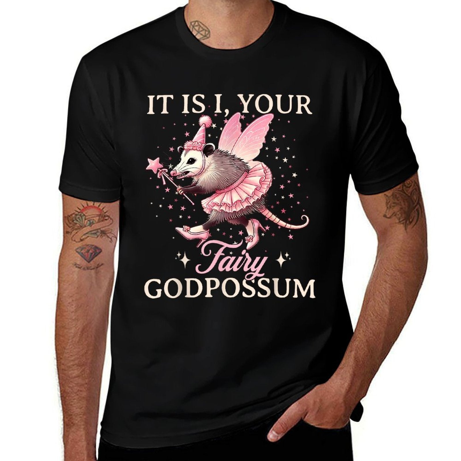 It Is I Your Fairy Godpossum Funny Opossum Spirit Animal  Moisture-wicking T-Shirt