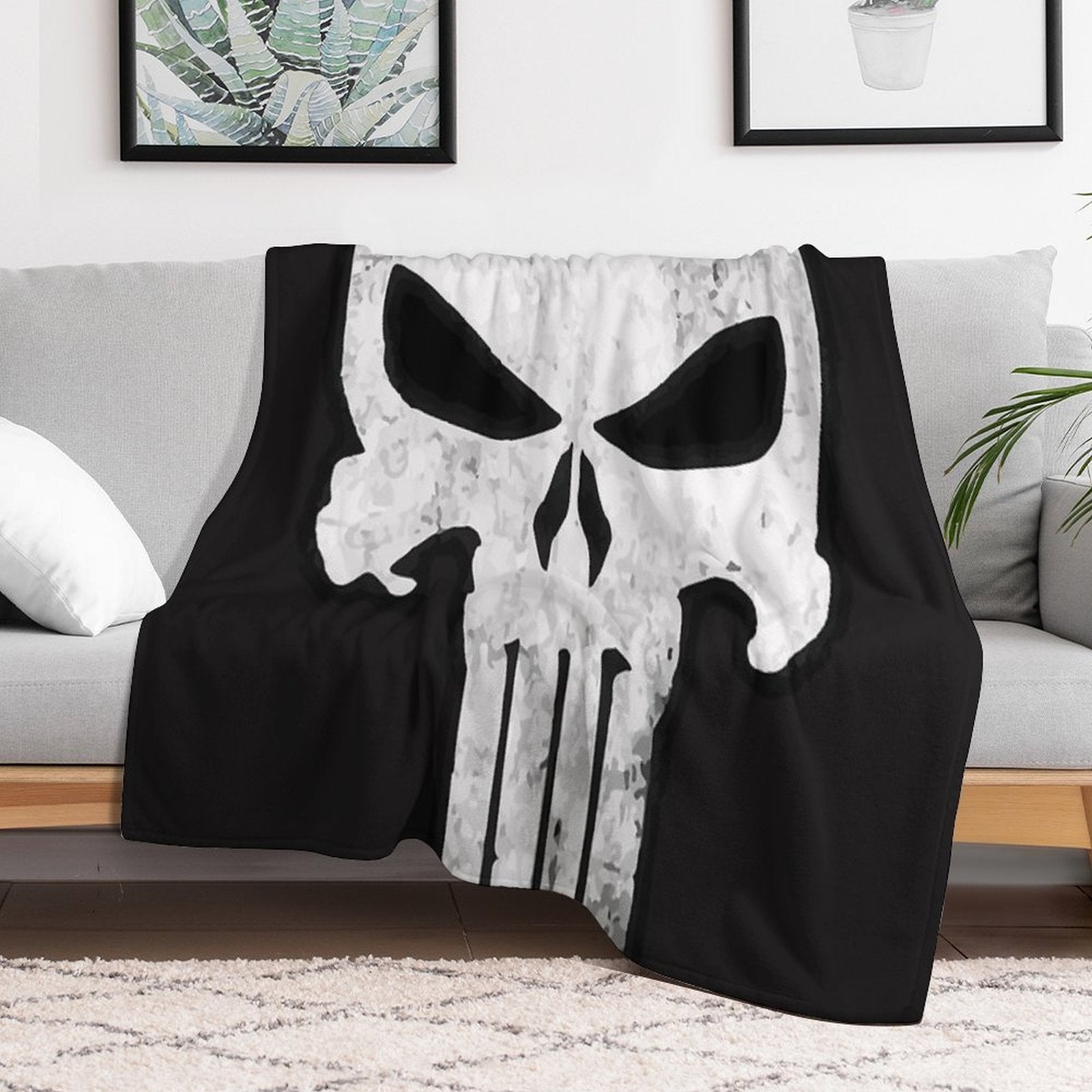 COMIC SKULL Machine-washable Throw Blanket