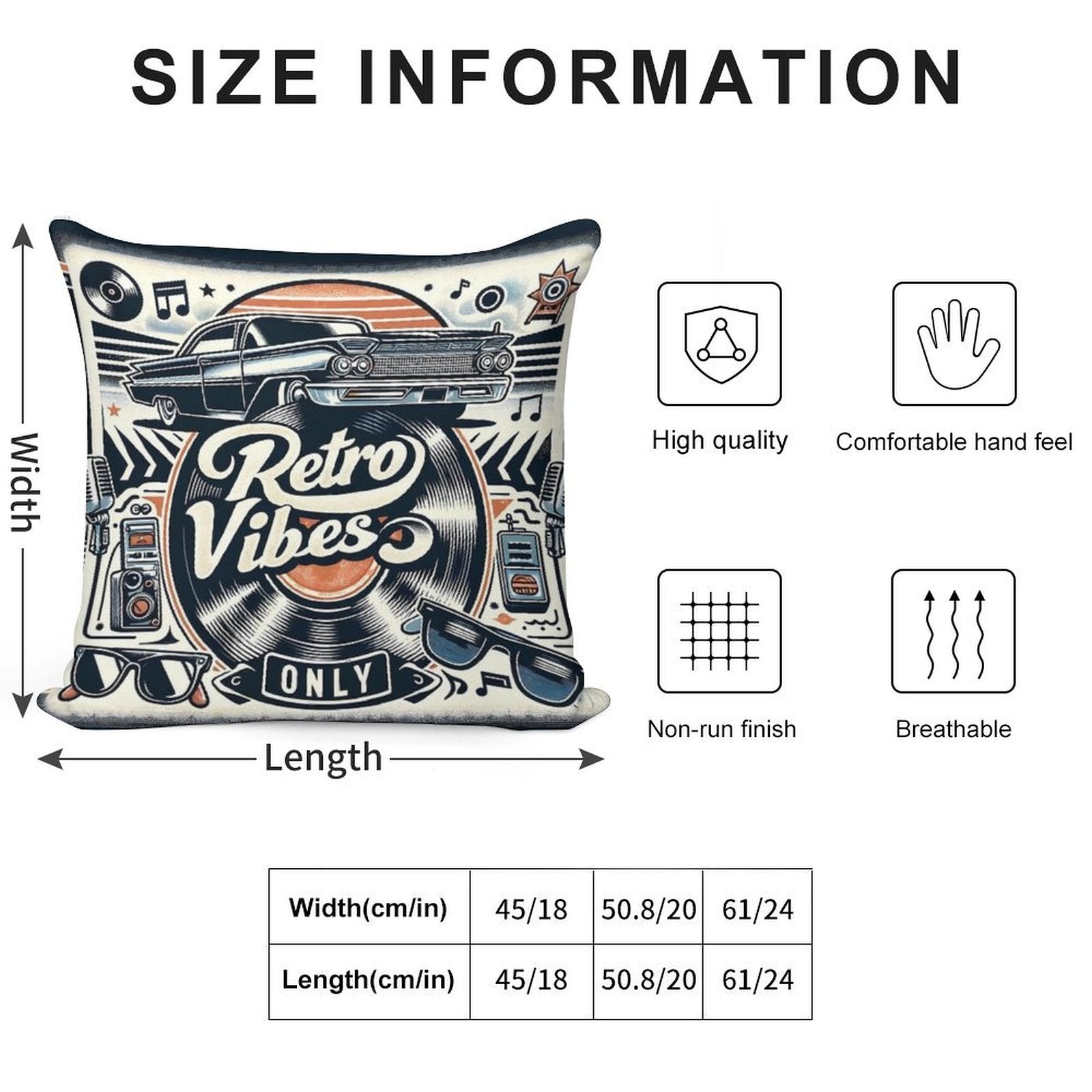 Retro Vibes Soft Multiple Sizes Throw Pillow