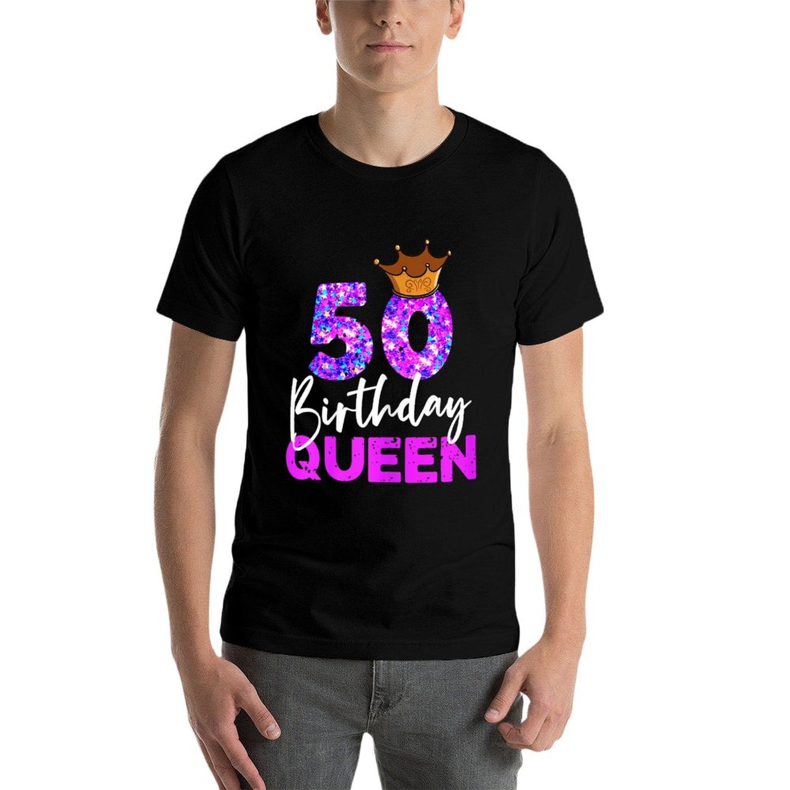 Womens 50th Birthday Queen Crown for Her Fiftieth Bday  Trendy Pattern T-Shirt