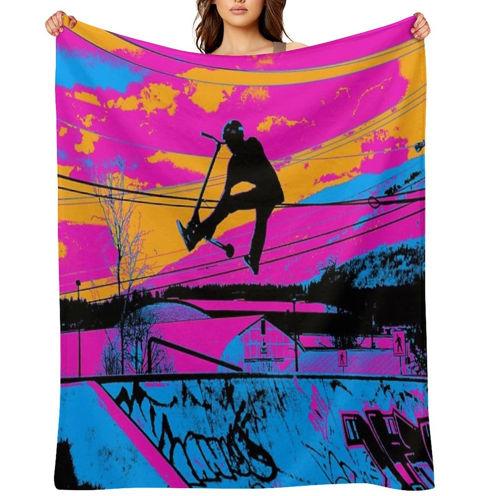 Let's Fly! - Stunt Scooter Compact Throw Blanket