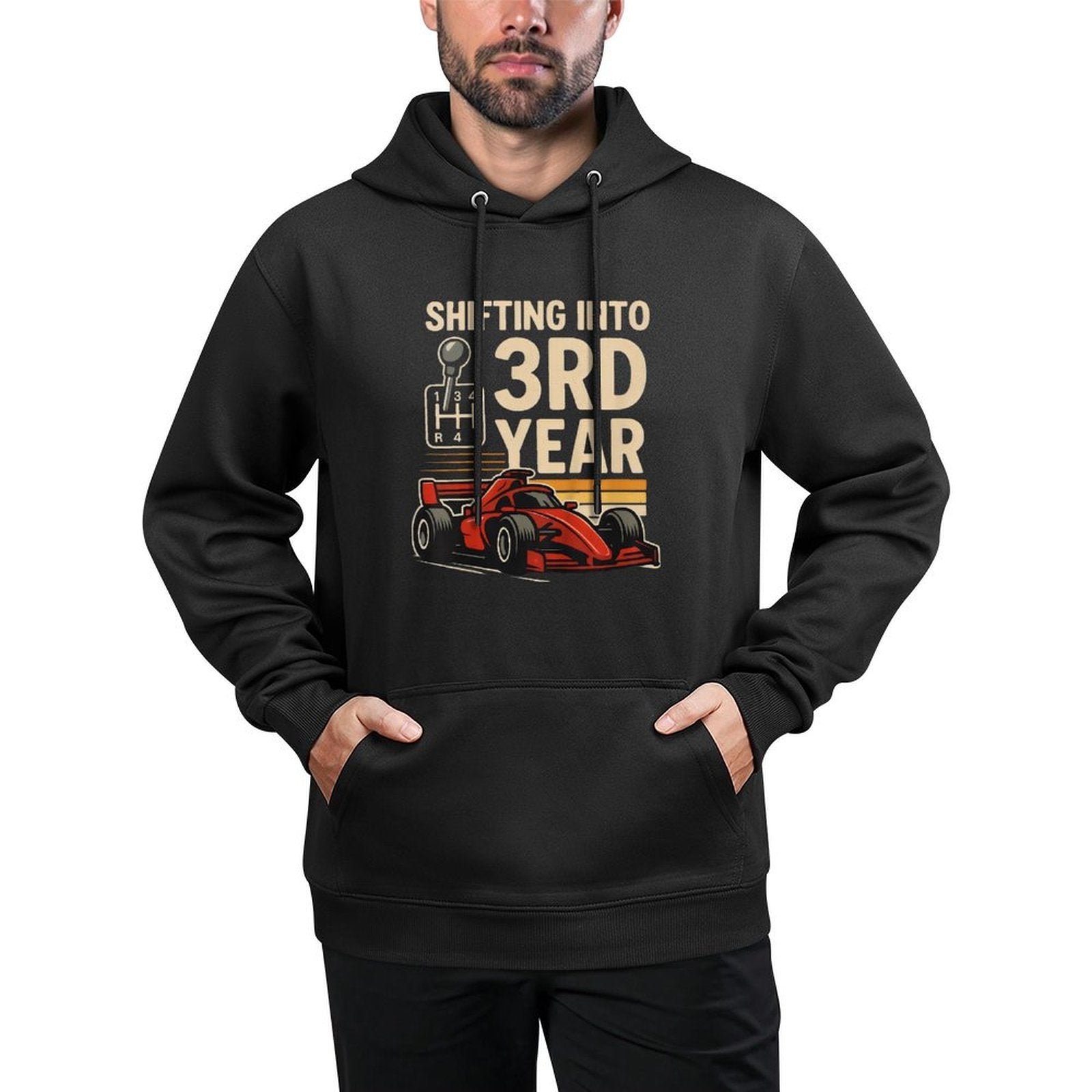 Kids Shifting Into 3rd Year Girl Boy Racing Car 3rd Birthday Pilling-Resistant Hoodie
