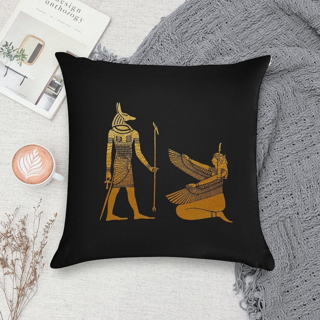 Anubis And Ma’at Soft High-Density Material Throw Pillow