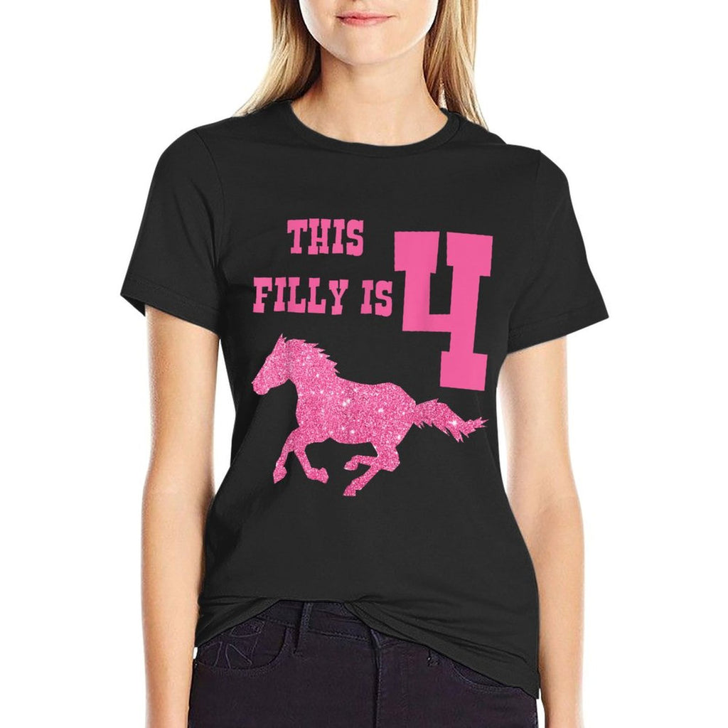 Kids 4th Birthday Horse - Party for 4 Year Old Girls  Graphic-printed T-Shirt