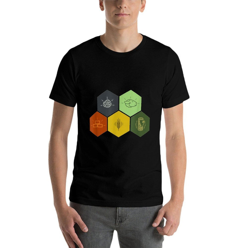Brick, Wood, Rock, Wheat,  Sheep  Board Game Geek  Polyester Blend T-Shirt