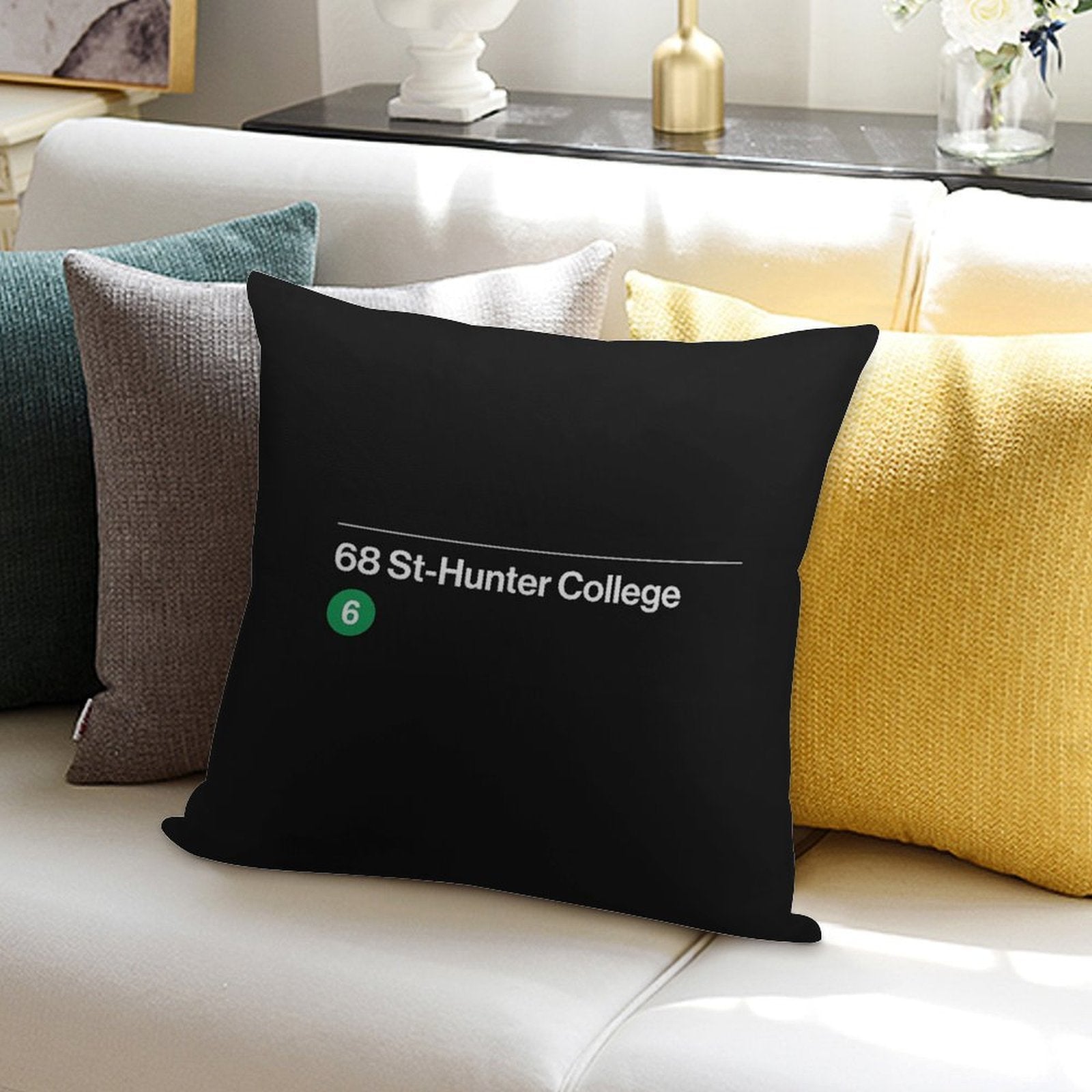 68 St Hunter College Station Soft High-Density Material Throw Pillow