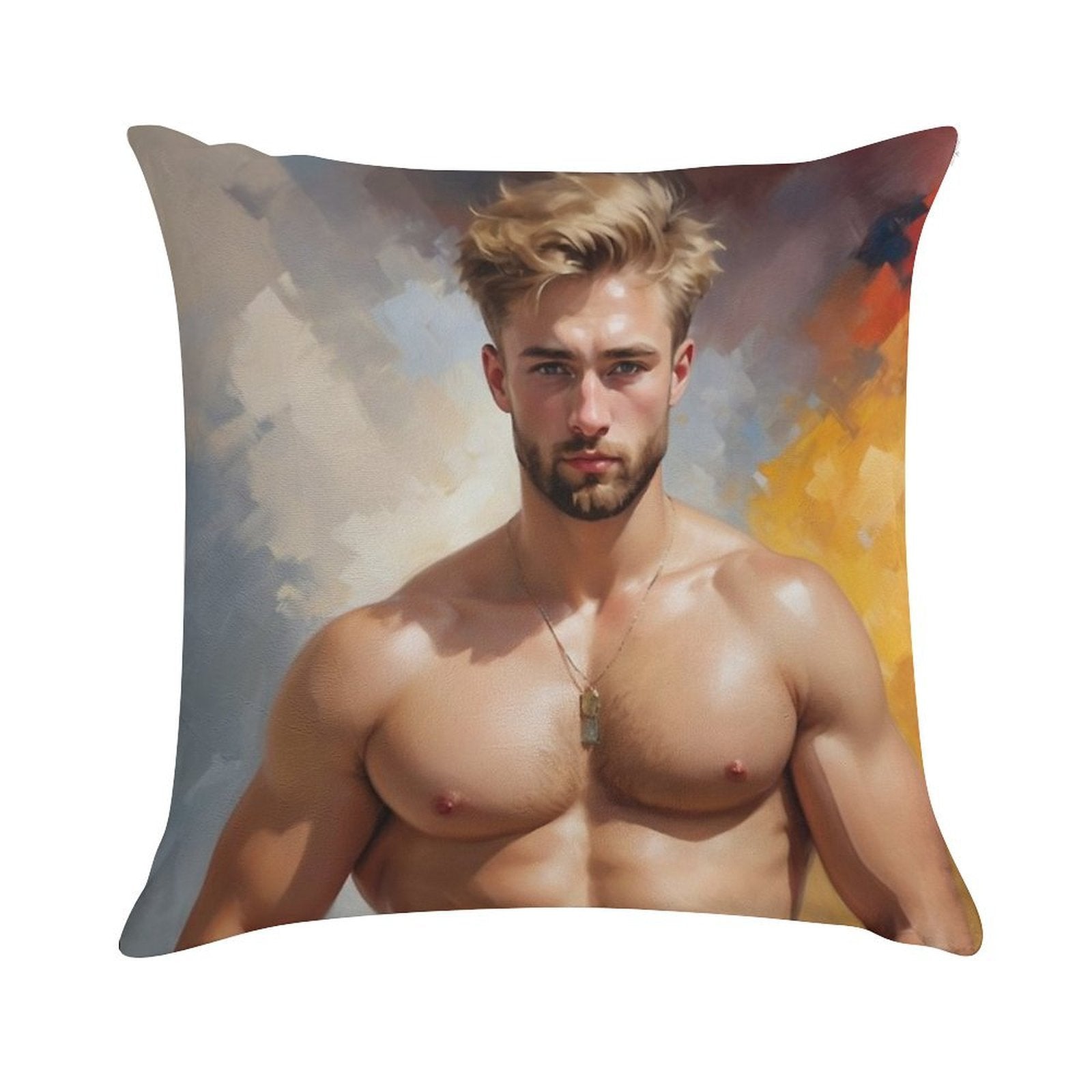 Sexy Guy Portrait Wassili Kandinsky Inspired Background Soft Bedroom Essential Throw Pillow