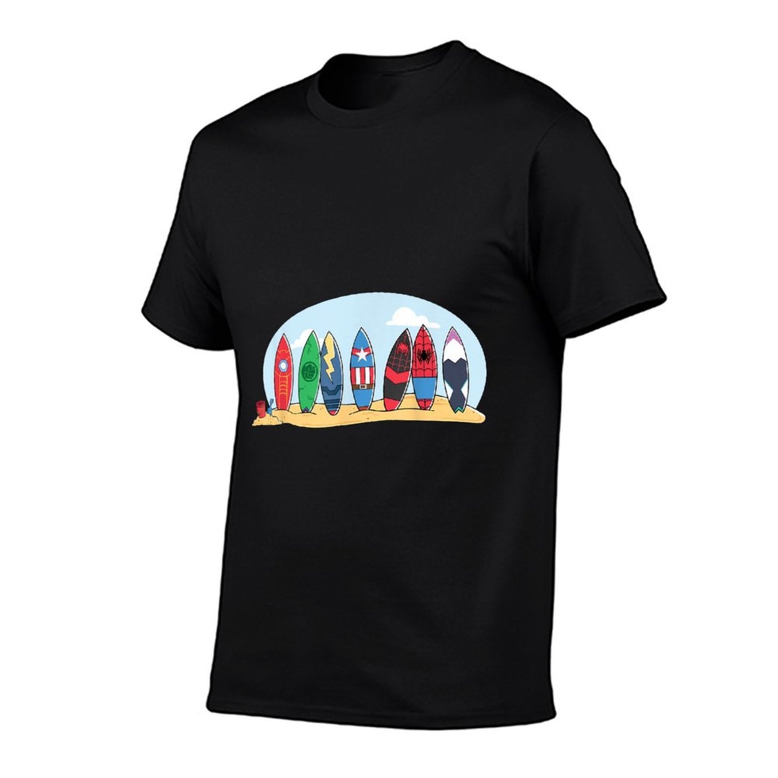 Marvel Avengers Spider-Man Surfboards Summer Beach Vacation  Fade-proof Color T-Shirt