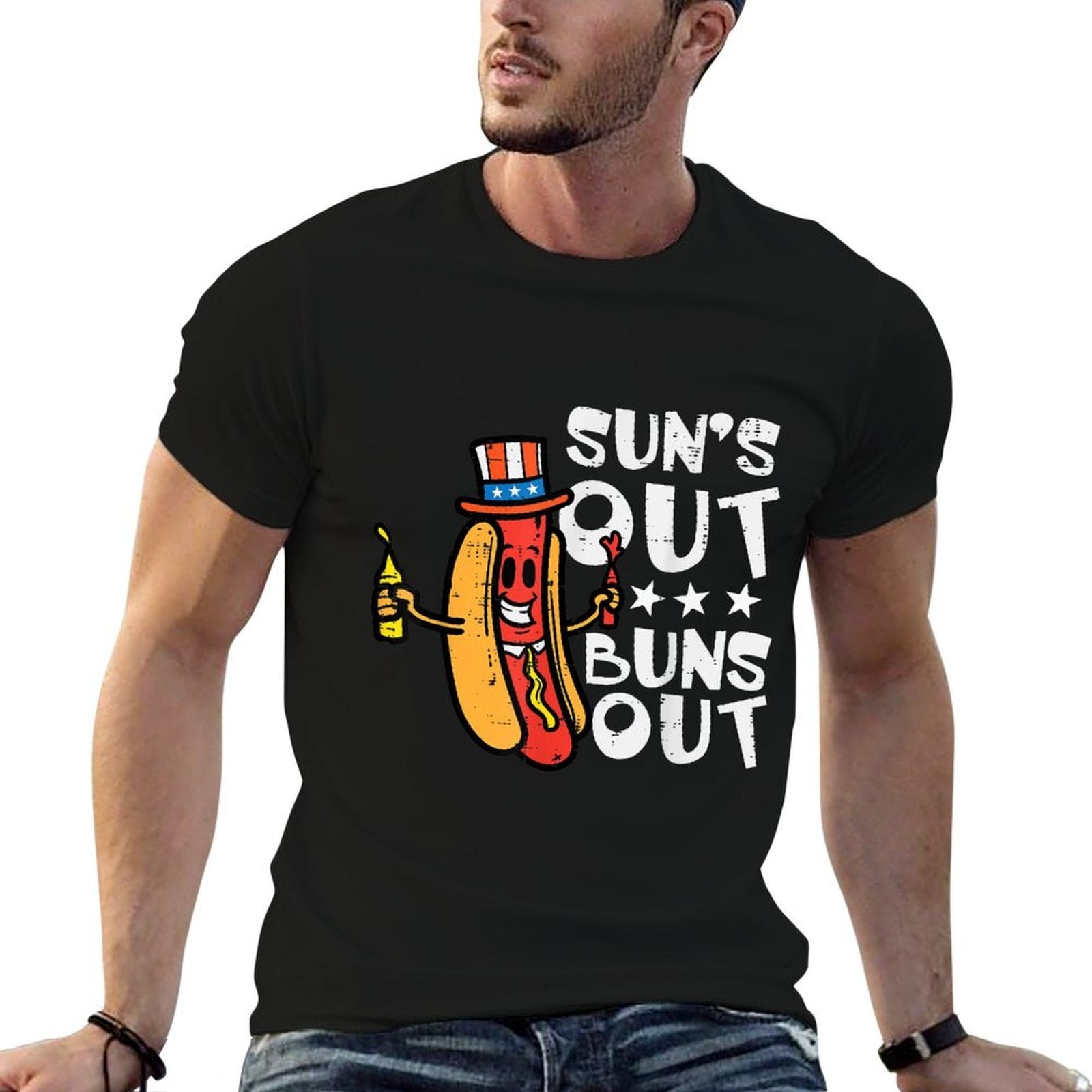 4th July Suns Out Buns Out Hotdog Patriotic Men Women Kids  Quick-drying T-Shirt